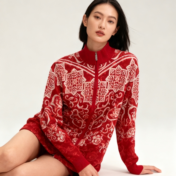 Bob Mackie Sweaters - Bob Mackie Red and White Women's Cardigan